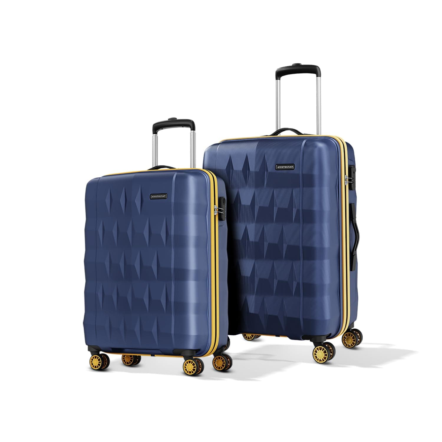 Aristocrat Comet Cabin Polycarbonate Hard Case 8-Wheel Trolley Bag, Green - Midnight Blue / Set of 2