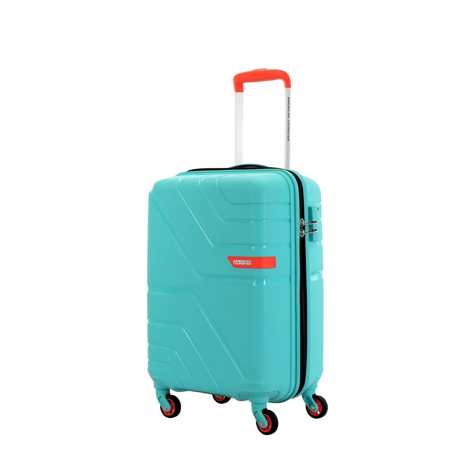 American Tourister Qubiz | Check-in Trolley Bag (80 cm) | 360° 8 Wheel Travel Luggage | Hard Case Polypropylene Suitcase | Recessed Combination Lock - PL.BLU / Cabin | 55 cm | Small