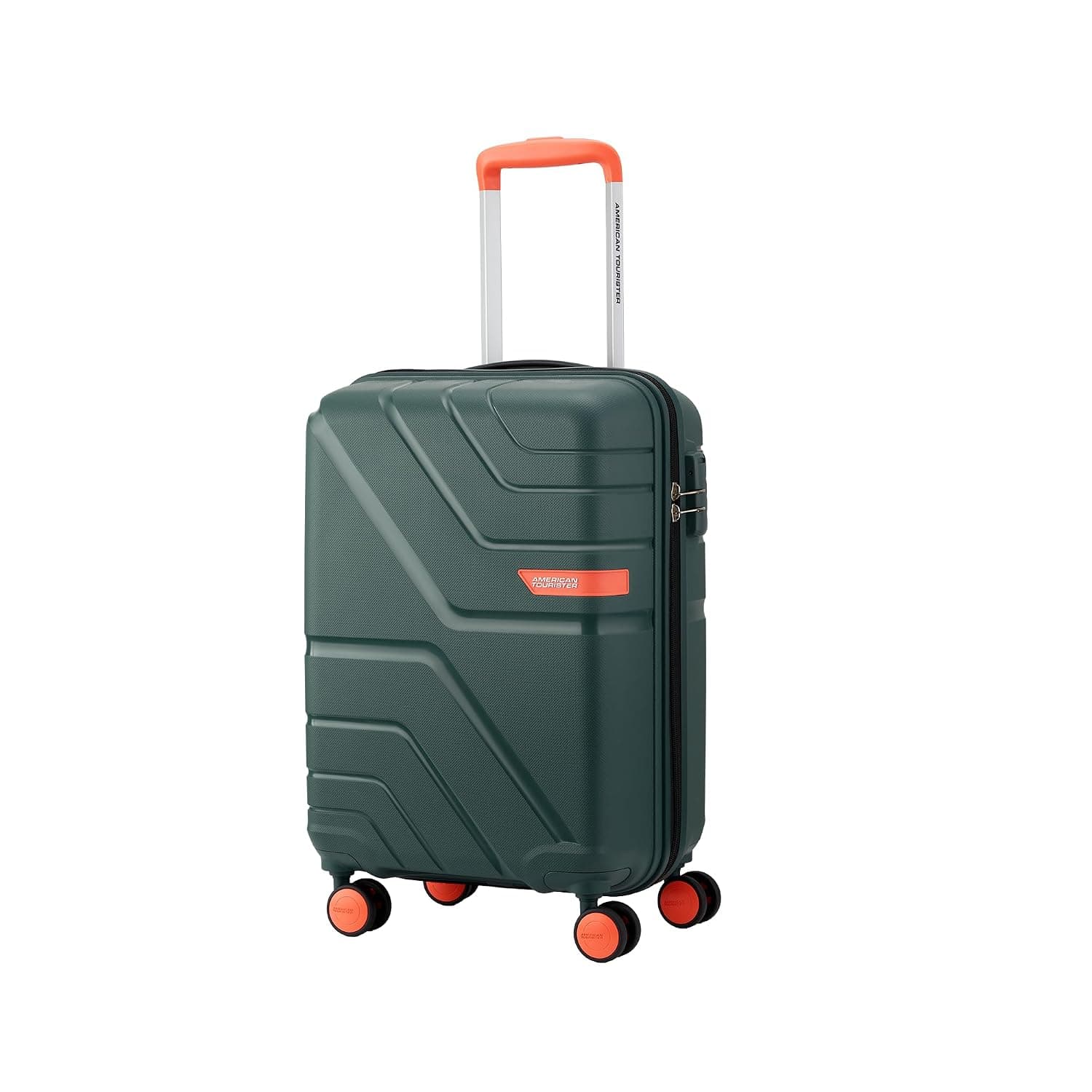 American Tourister Qubiz | Check-in Trolley Bag (80 cm) | 360° 8 Wheel Travel Luggage | Hard Case Polypropylene Suitcase | Recessed Combination Lock - Forest Green / Cabin | 55 cm | Small