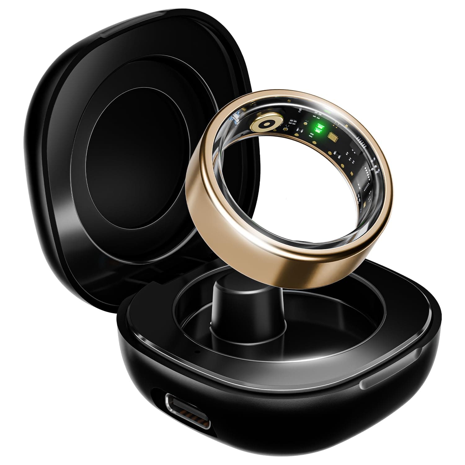 Boat SmartRing Active w/Stylish Stainless-Steel & Lightweight, Health Monitor, Magnetic Charging Case, 5ATM,Crest App & Coins, 20+ Sports Modes(Midnight Black 11) - Rose Gold-Size 11(67mm-70mm)