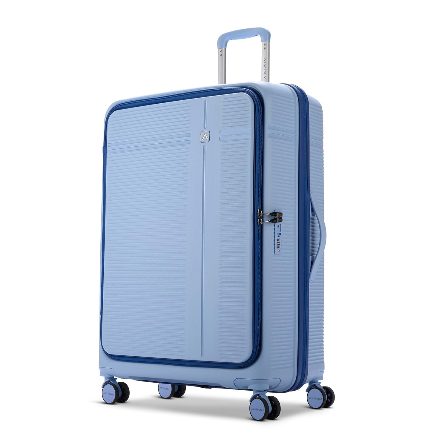 Aristocrat Solana Cabin Hard Case Trolley Bag with Laptop Compartment - Blue / Check-in | 75 cm | Large