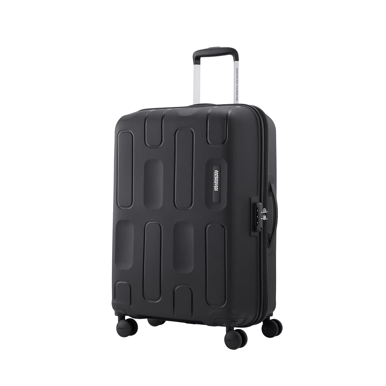 American Tourister 3PC PP Ivy 2.0-8 Wheel, Set (Small + Medium + Large) Hard Suitcase for Travel/Travel Bag with Combination Lock & Smooth Sliding Double Wheel - Black, 55 Cm, 68 Cm, 79 Cm - Black / Checkin | 68 cm | Medium