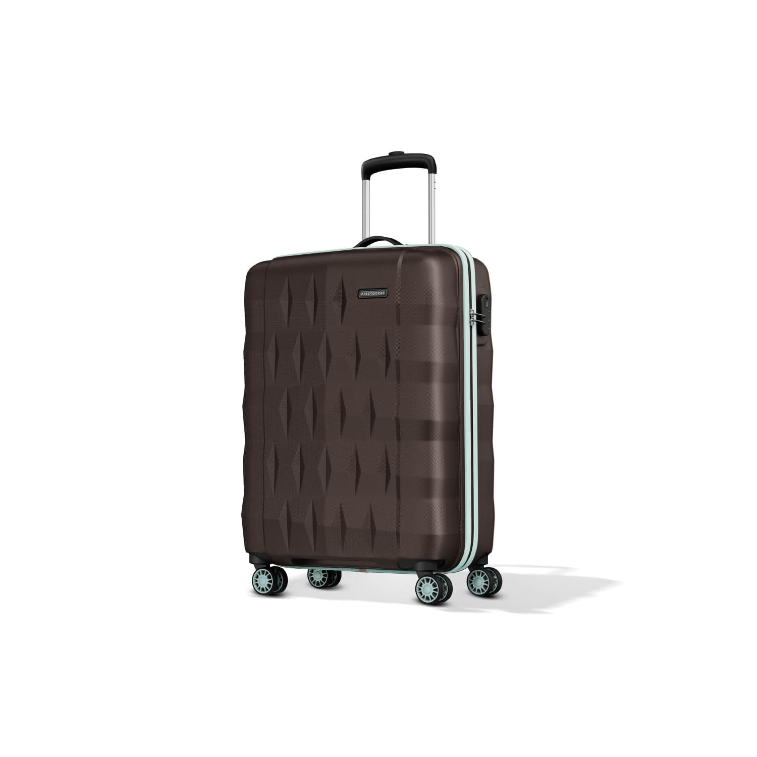 Aristocrat Comet Cabin Polycarbonate Hard Case 8-Wheel Trolley Bag, Green - Dark Brown / Small | Cabin