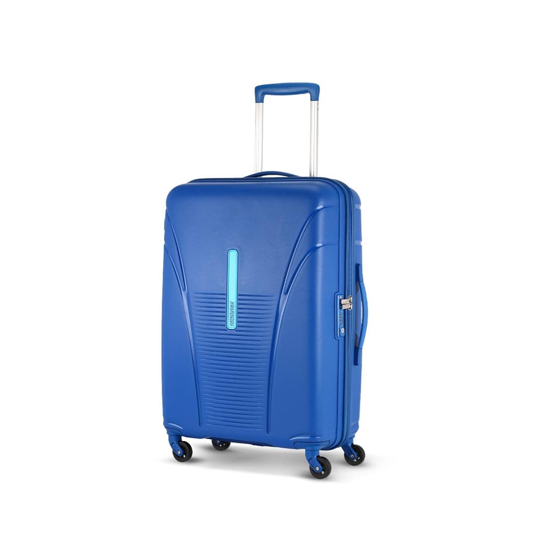 American Tourister 3PC PP Ivy 2.0-8 Wheel, Set (Small + Medium + Large) Hard Suitcase for Travel/Travel Bag with Combination Lock & Smooth Sliding Double Wheel - Black, 55 Cm, 68 Cm, 79 Cm - Highline Blue / Checkin | 68 cm | Medium