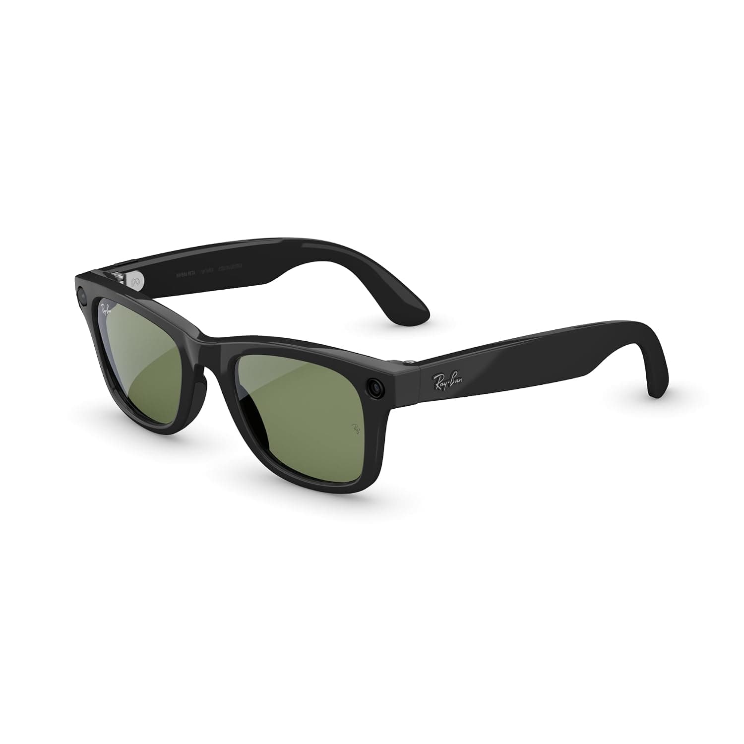 Meta Ray-Ban (Gen 2), Wayfarer, Matte Black | Smart AI Glasses for Men, Women — 2X Battery Life — 3K Ultra HD Resolution — 12 MP Ultra-Wide Camera, Audio, Video — Clear Lenses - Shiny Black, Green Lenses