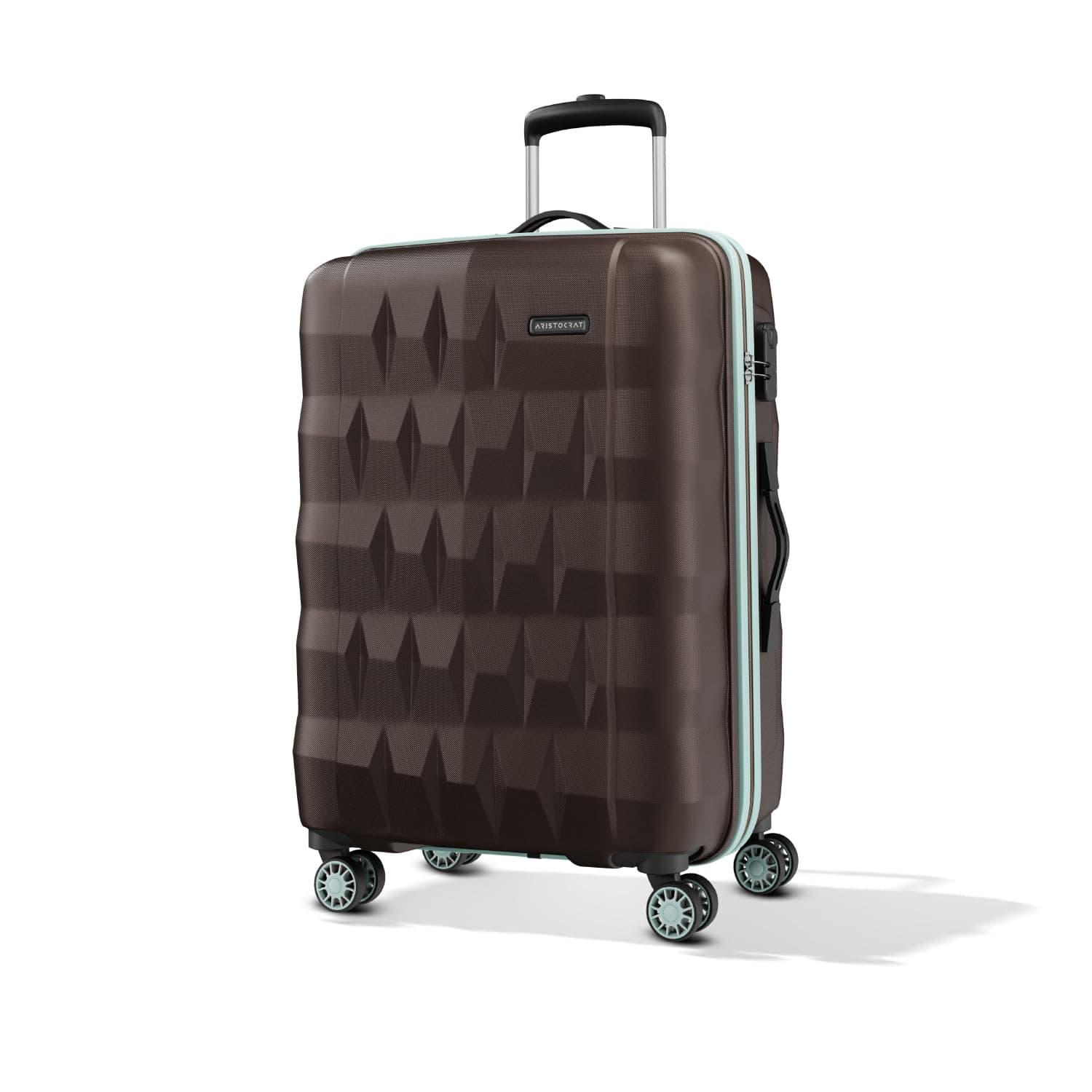 Aristocrat Comet Cabin Polycarbonate Hard Case 8-Wheel Trolley Bag, Green - Dark Brown / Large | Check-In