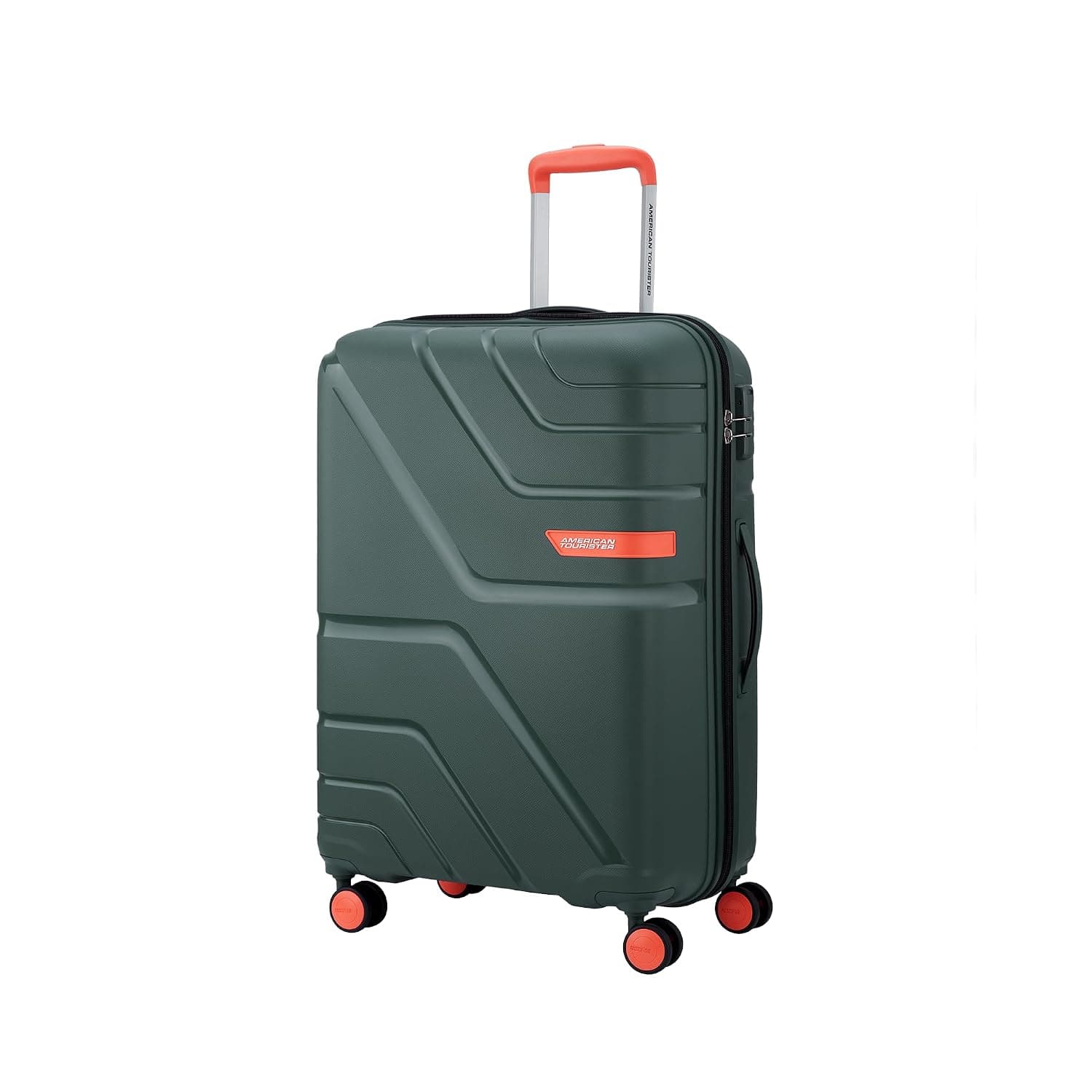 American Tourister Qubiz | Check-in Trolley Bag (80 cm) | 360° 8 Wheel Travel Luggage | Hard Case Polypropylene Suitcase | Recessed Combination Lock - Forest Green / Checkin | 79 cm | Large