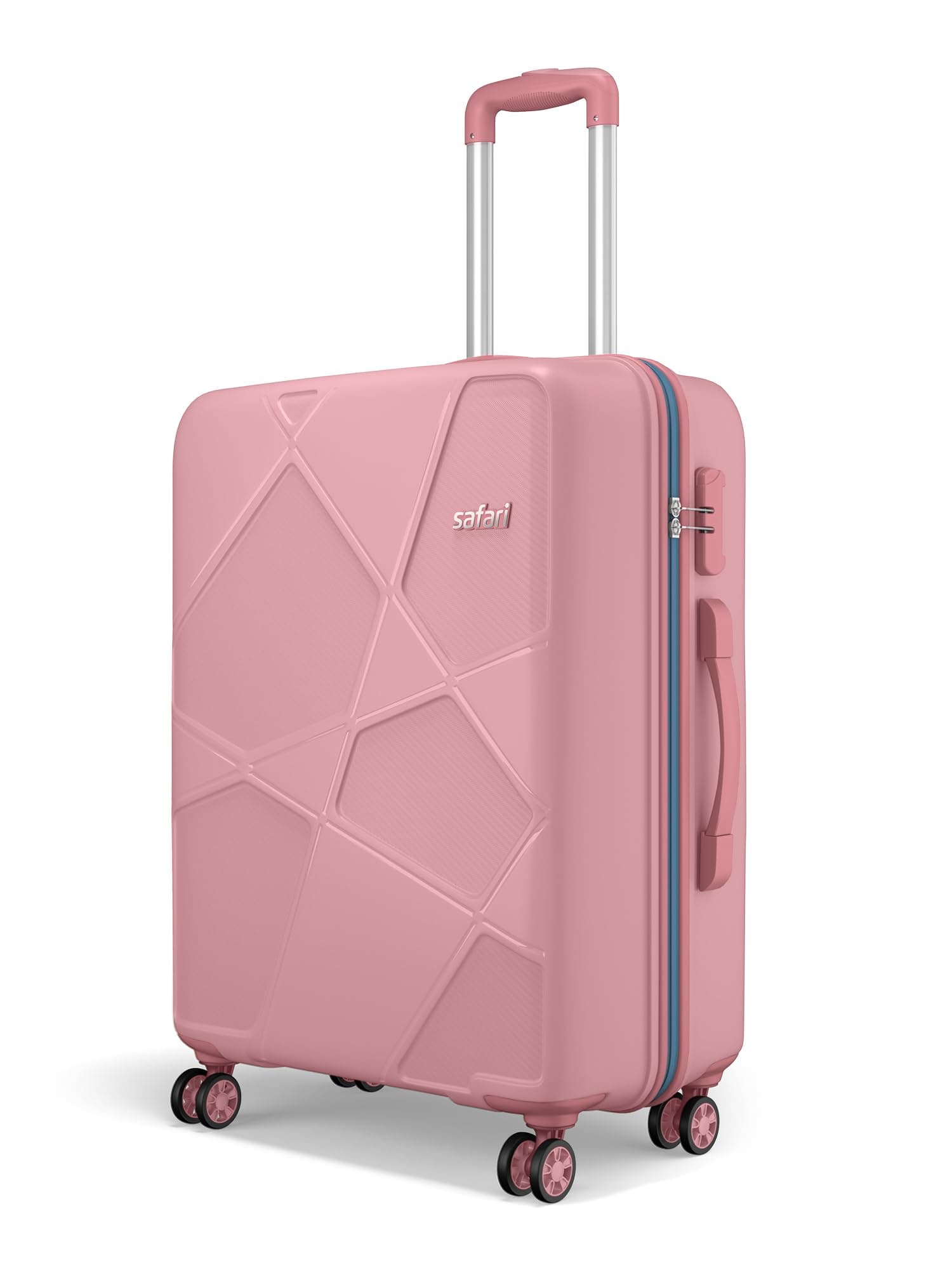 Safari Pentagon Pro 8 Wheels 65cm Medium Size Trolley Bag, Hard Case Polypropylene, 360º Wheeling Small Check in Luggage, Suitcase for Travel, Trolley Bags for Travel