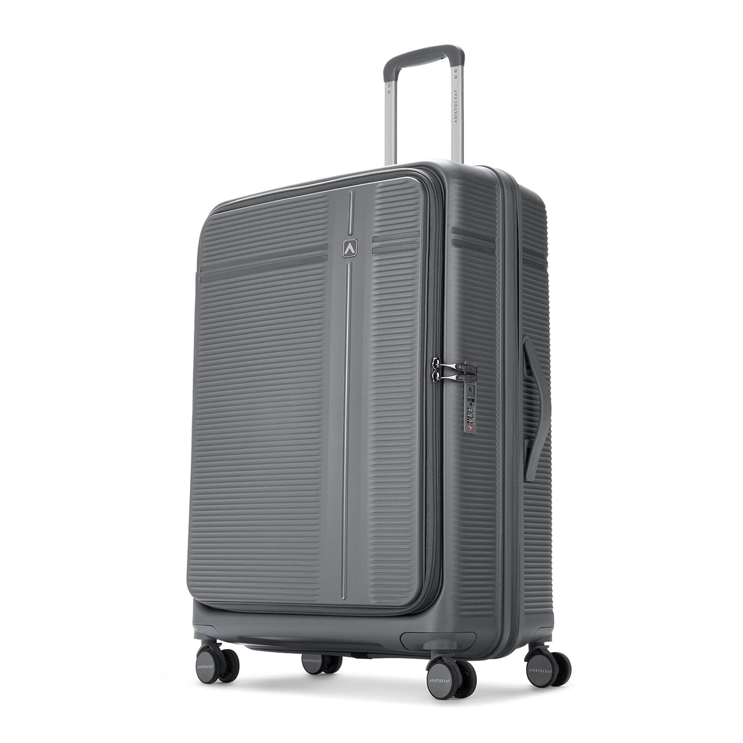 Aristocrat Solana Cabin Hard Case Trolley Bag with Laptop Compartment - Grey / Check-in | 75 cm | Large