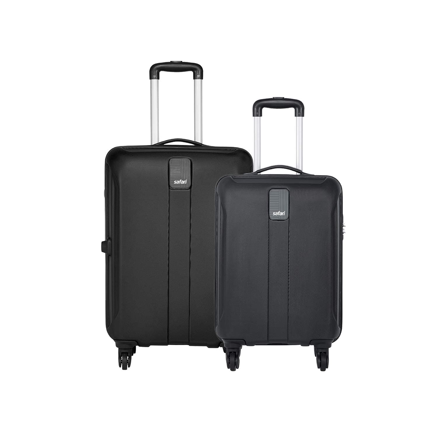 Safari Thorium Royale 8 Wheels 55cm Cabin Trolley Bag Hard Case Carry-on Polycarbonate Luggage, TSA Lock, Wet Pouch Organized Interior, Suitcase for Travel, Trolley Bags for Travel - Black / Set of 2 ( 55 cm/66 cm )