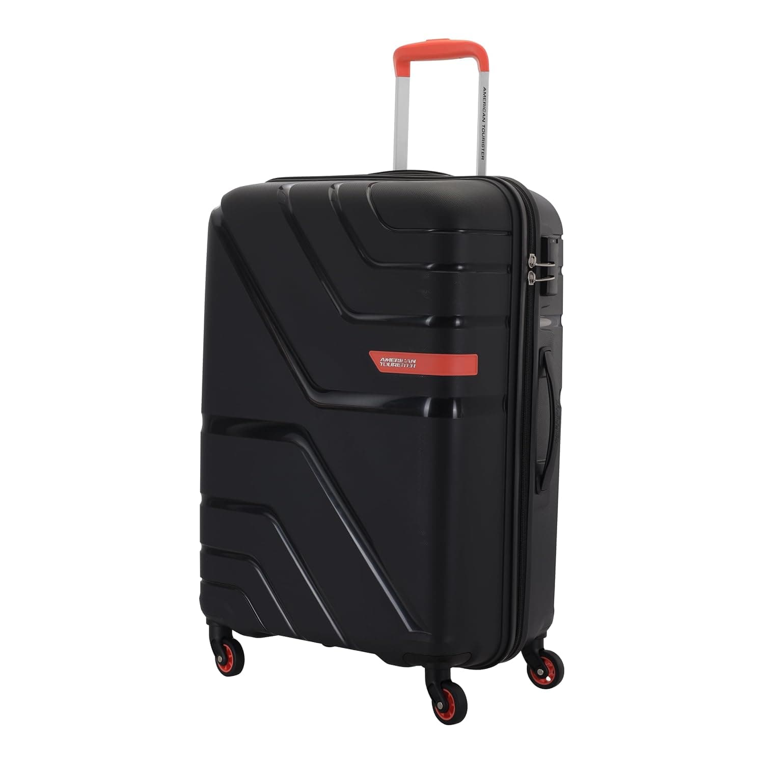 American Tourister Qubiz | Check-in Trolley Bag (80 cm) | 360° 8 Wheel Travel Luggage | Hard Case Polypropylene Suitcase | Recessed Combination Lock - Charcoal Black / Checkin | 68 cm | Medium