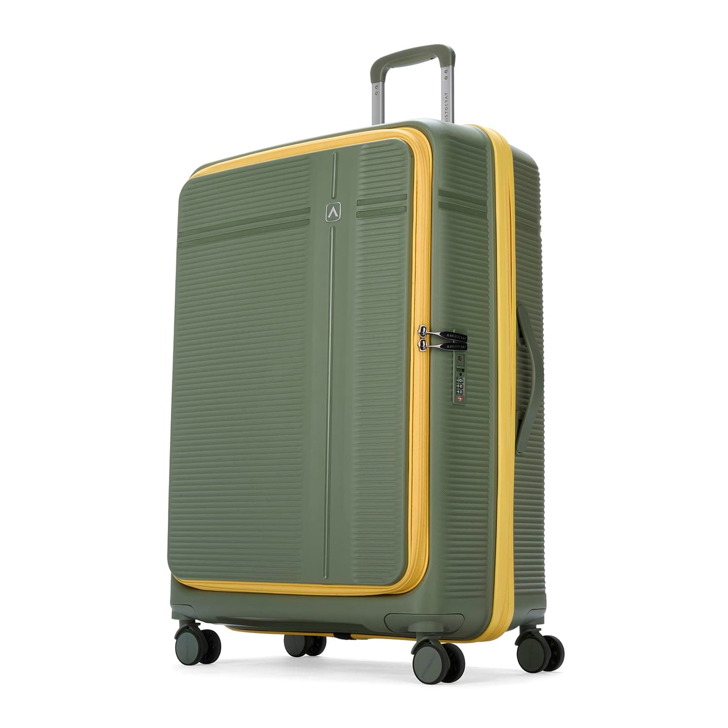Aristocrat Solana Cabin Hard Case Trolley Bag with Laptop Compartment - Green / Check-in | 75 cm | Large