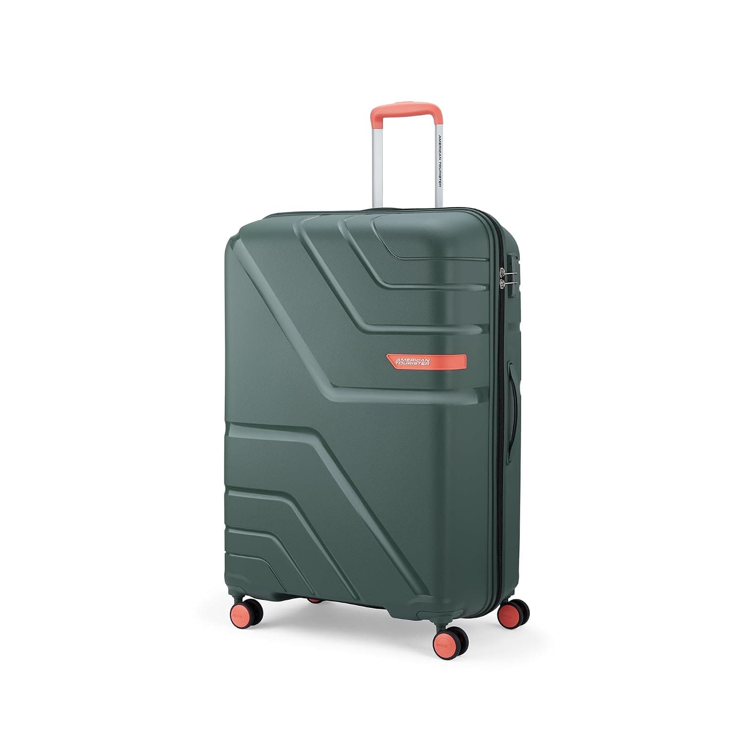 American Tourister Qubiz | Check-in Trolley Bag (80 cm) | 360° 8 Wheel Travel Luggage | Hard Case Polypropylene Suitcase | Recessed Combination Lock - Forest Green / Checkin | 68 cm | Medium