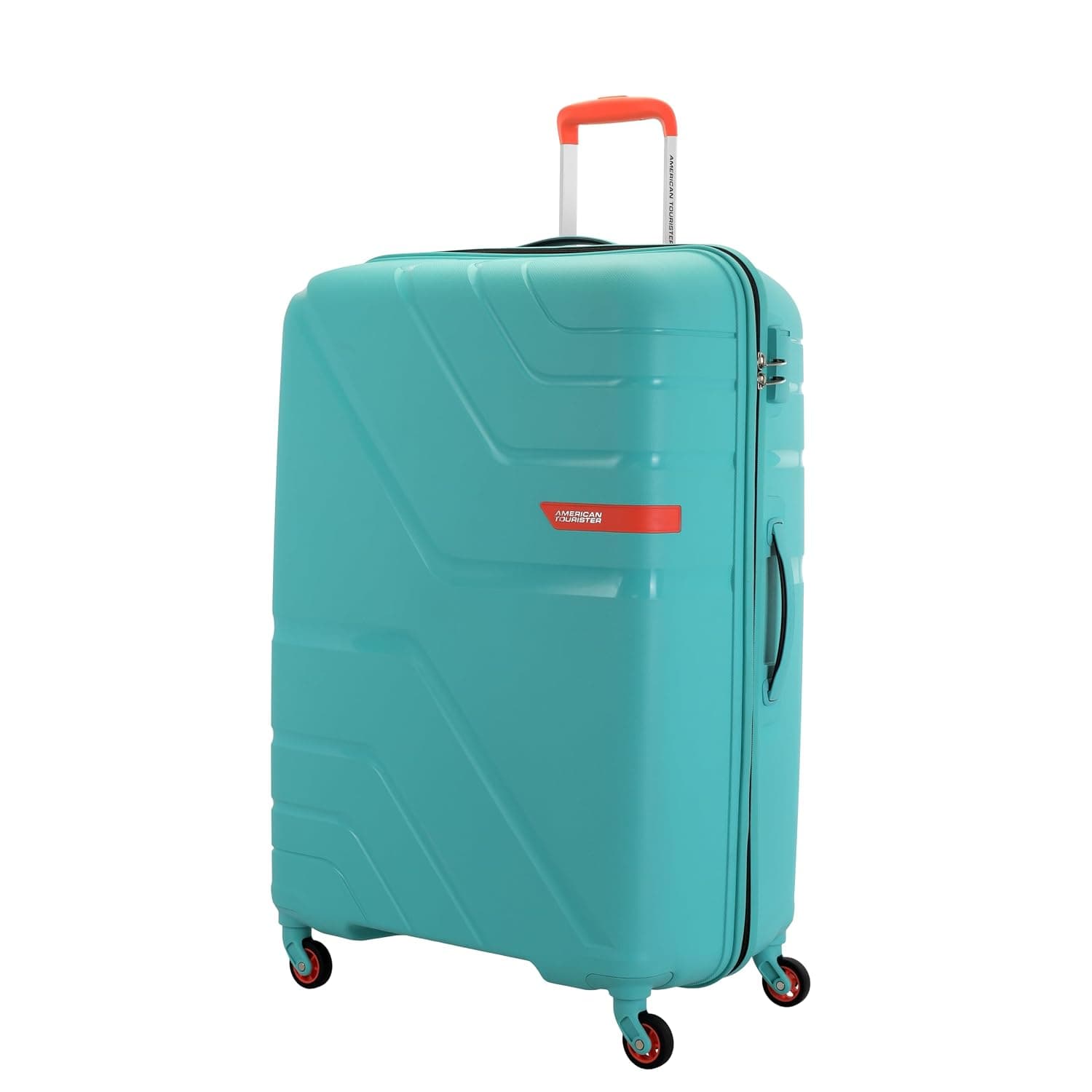 American Tourister Qubiz | Check-in Trolley Bag (80 cm) | 360° 8 Wheel Travel Luggage | Hard Case Polypropylene Suitcase | Recessed Combination Lock - Pool Blue / Checkin | 68 cm | Medium