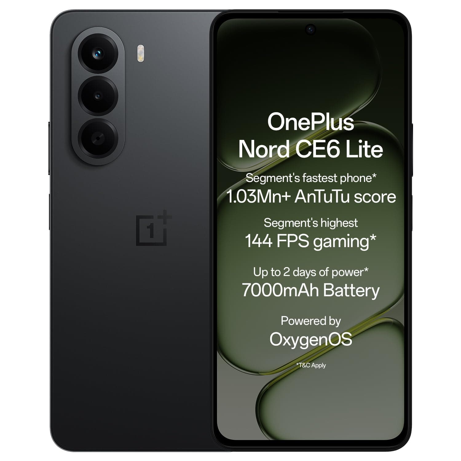 OnePlus Nord CE6 Lite | 8GB+128GB | Hyper Black | Segment's Fastest Dimensity 7400 Apex Processor | 7000mAh Battery | Segment's Highest 144Hz Refresh Rate | 50MP Main Camera, 4K Video Recording - Hyper Black / 8GB+128GB