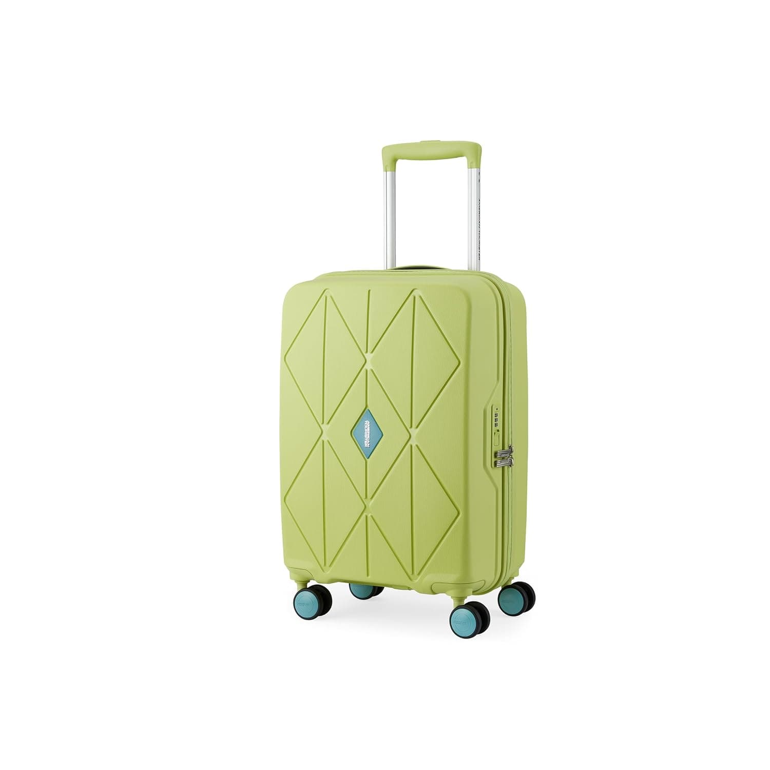 American Tourister Qubiz | Check-in Trolley Bag (80 cm) | 360° 8 Wheel Travel Luggage | Hard Case Polypropylene Suitcase | Recessed Combination Lock - Lime/Turquoise / Cabin | 55 cm | Small