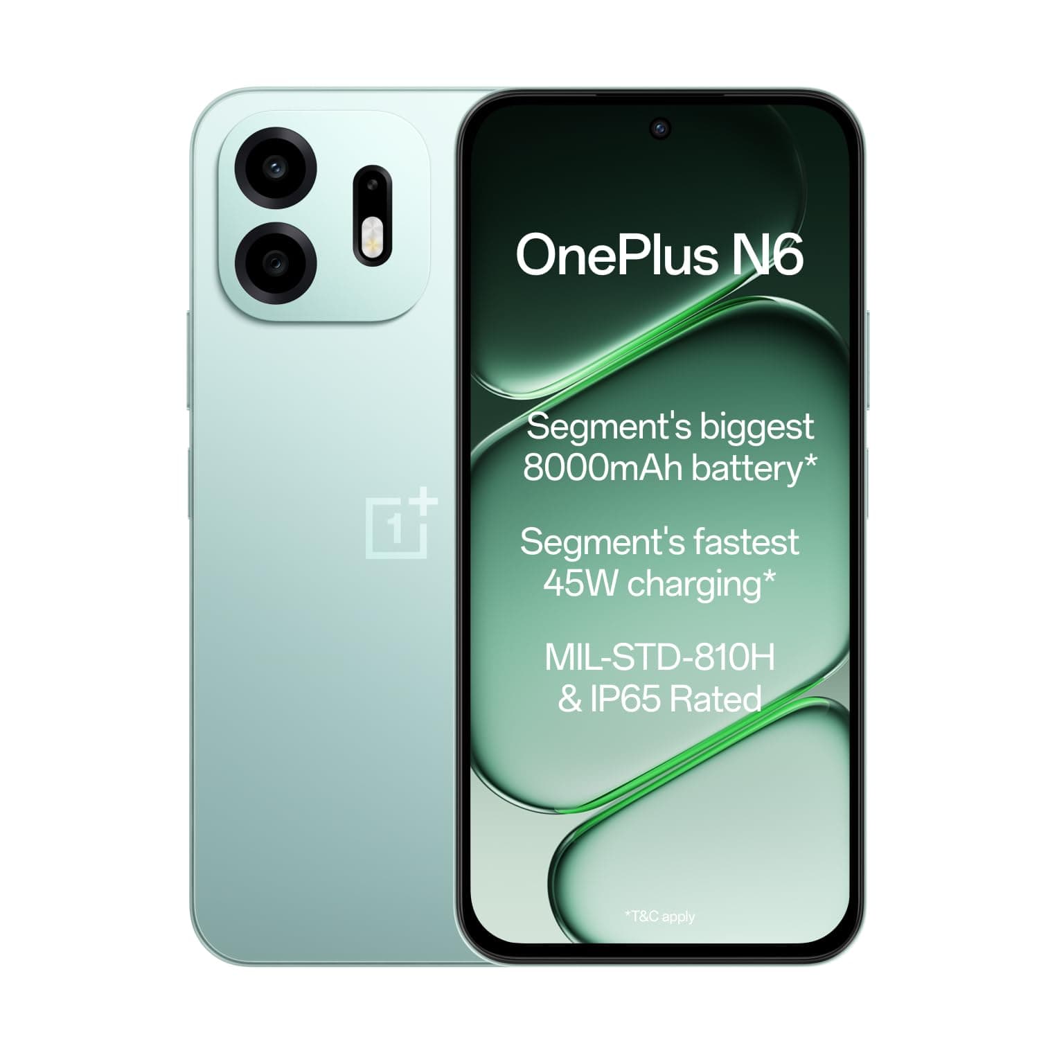 OnePlus N6 | 4GB+128GB | Midnight Green | Segment's Biggest 8000mAh Battery | Segment's Fastest 45W Charging | 48-Month Smoothness | Smooth 120Hz Display | 50MP Camera | Military-Grade Durability - Fresh Mint / 4GB+128GB