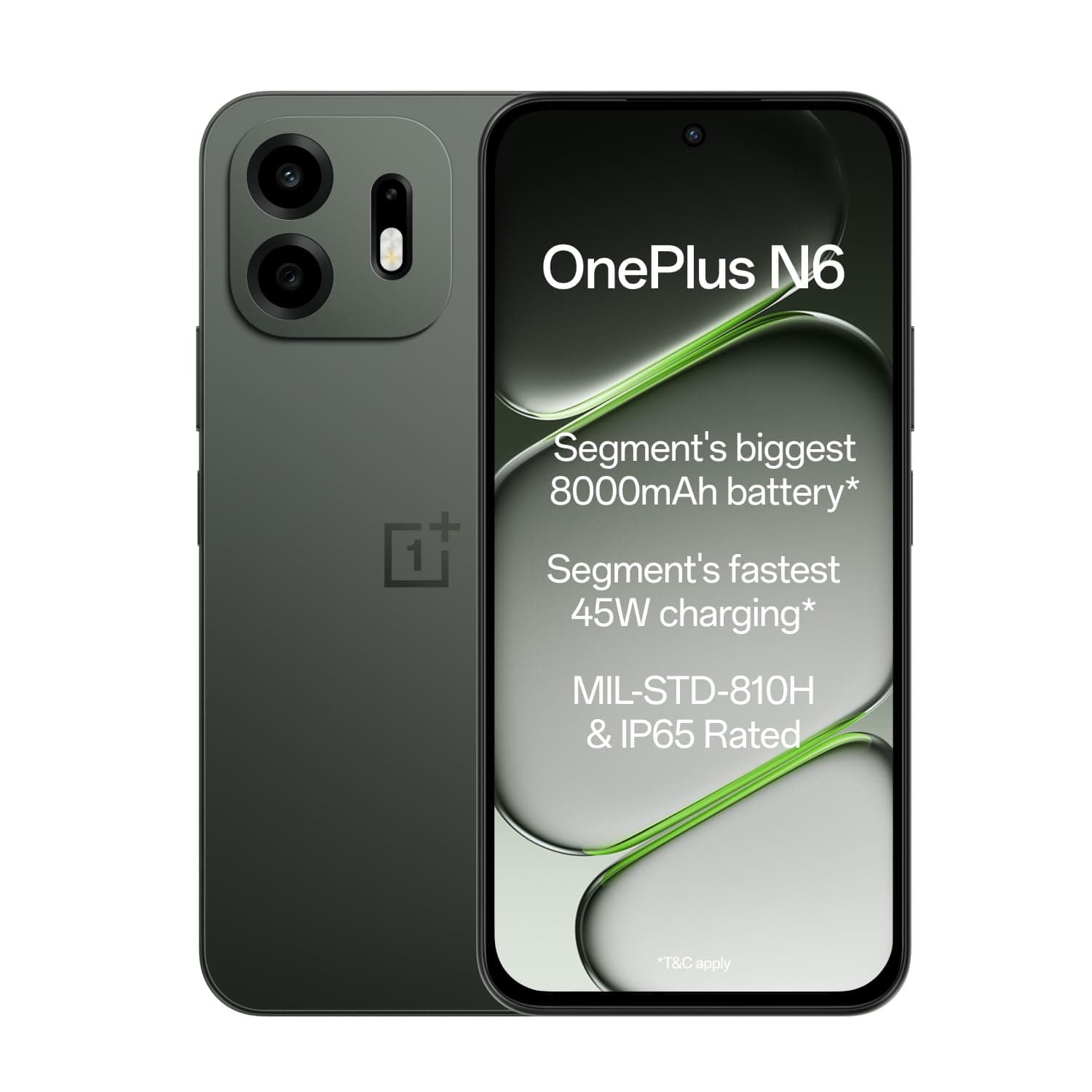 OnePlus N6 | 4GB+128GB | Midnight Green | Segment's Biggest 8000mAh Battery | Segment's Fastest 45W Charging | 48-Month Smoothness | Smooth 120Hz Display | 50MP Camera | Military-Grade Durability