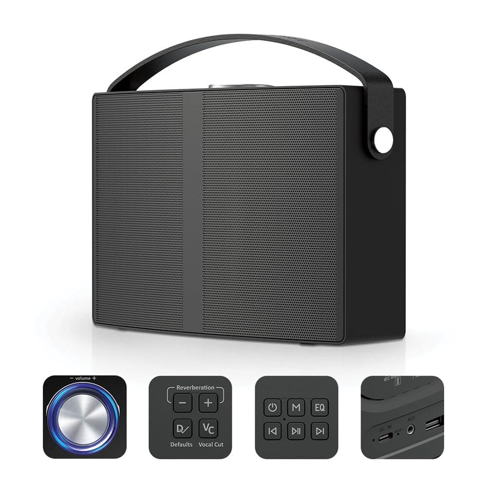 Audio Array 60W Bluetooth Bookshelf Speaker Pair | 1.5" Silk Dome Tweeter, 4" Sub Woofer | Music & Monitor Mode | Aux, HDMI, USB-C, TRS & RCA Connectivity (AMS1) - 30W Portable Bluetooth Speaker