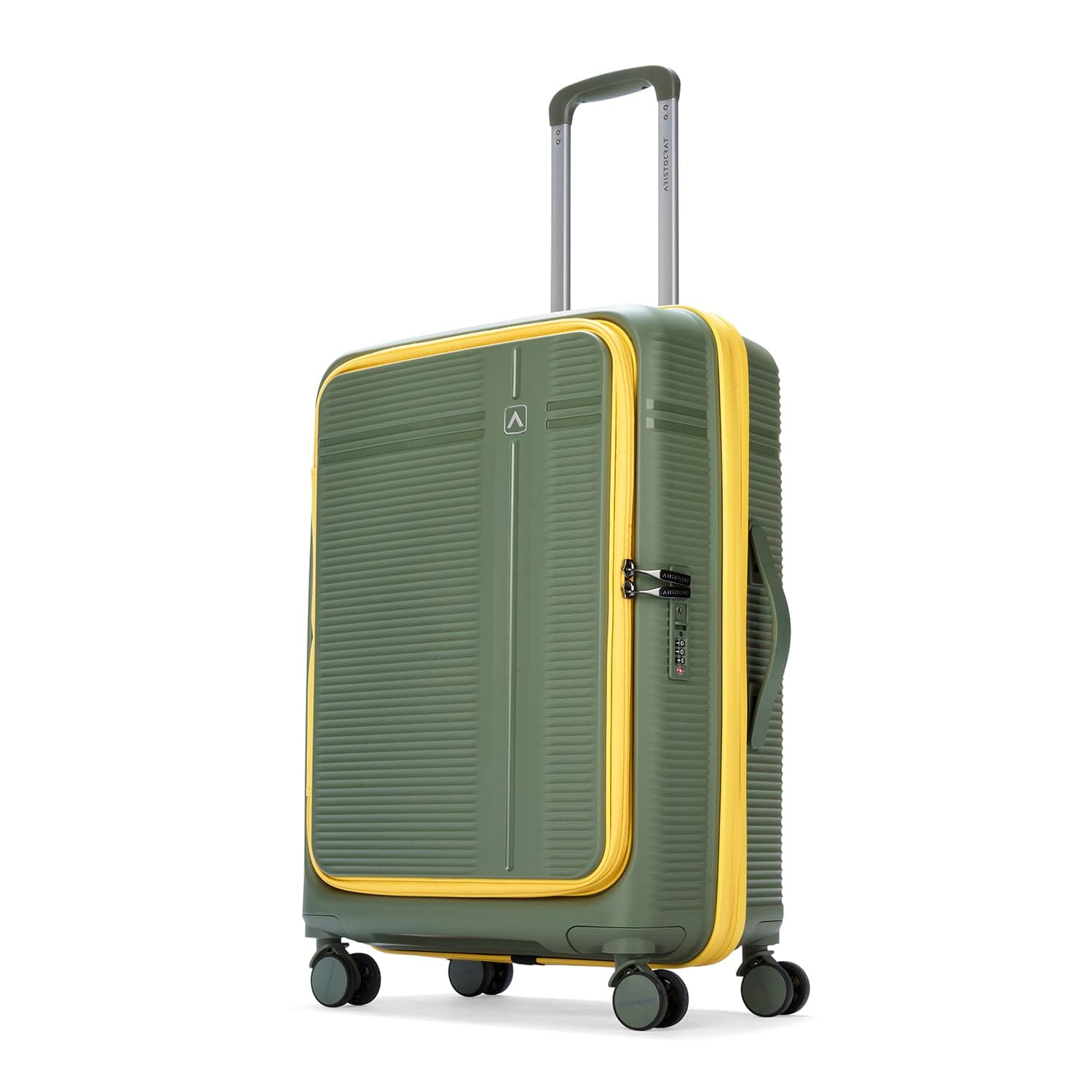 Aristocrat Solana Cabin Hard Case Trolley Bag with Laptop Compartment - Green / Check-in | 65 cm | Medium