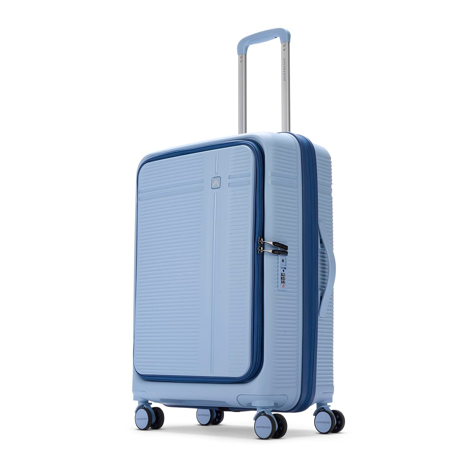 Aristocrat Solana Cabin Hard Case Trolley Bag with Laptop Compartment - Blue / Check-in | 65 cm | Medium