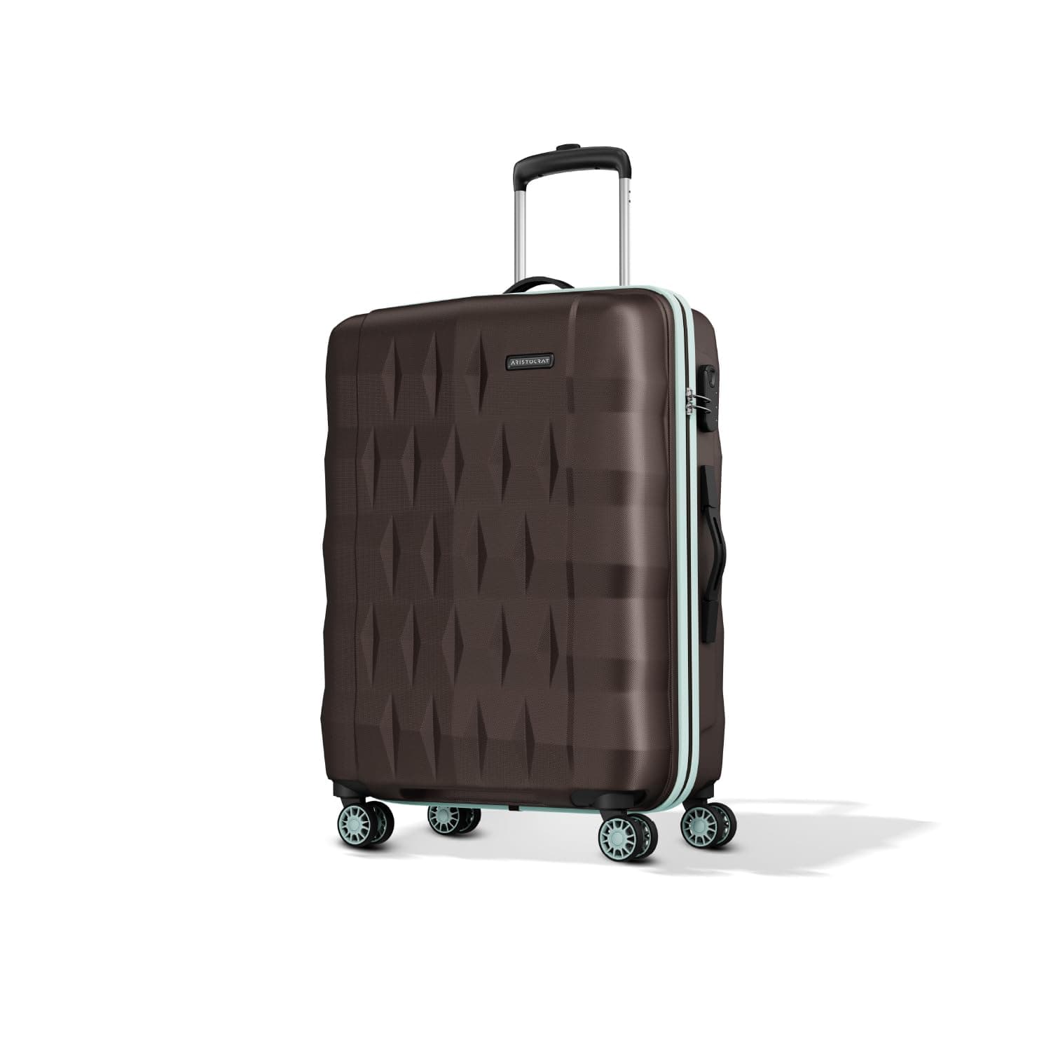 Aristocrat Comet Cabin Polycarbonate Hard Case 8-Wheel Trolley Bag, Green - Dark Brown / Medium | Check-In