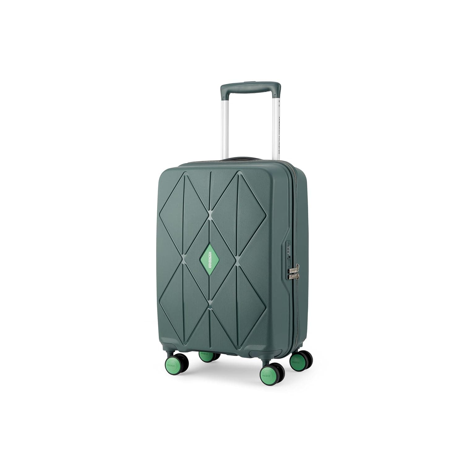 American Tourister Qubiz | Check-in Trolley Bag (80 cm) | 360° 8 Wheel Travel Luggage | Hard Case Polypropylene Suitcase | Recessed Combination Lock - Olive/Green / Cabin | 55 cm | Small