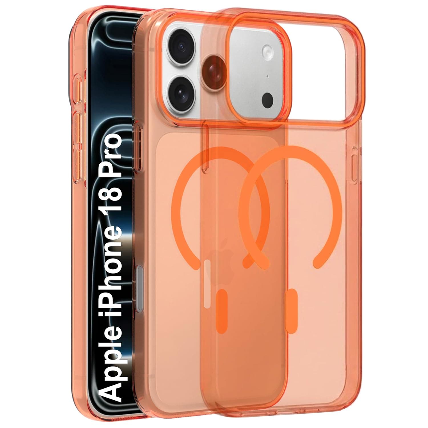 Zapcase Back Case for Samsung Galaxy S25 Ultra 5G | Slim Lifetime Anti-Yellow Crystal-Clear Cover with Elevated Camera Protection & MagSafe Compatibility | Premium German Polycarbonate | Clear - Orange / iPhone 18 Pro