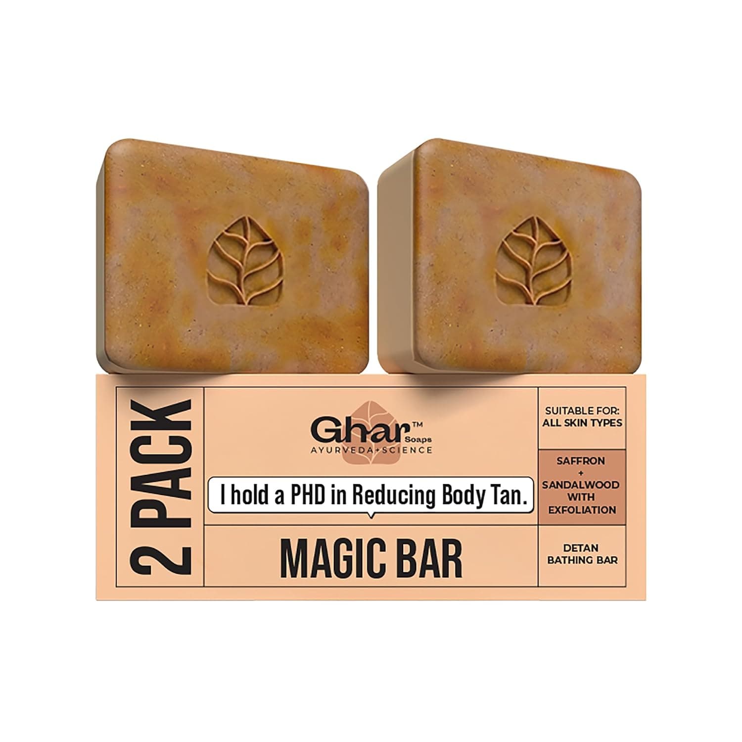 Ghar Soaps Sandalwood & Saffron Magic Bar For Bath (100 Gms Pack Of 2) | Paraben Free | Chandan & Kesar Bath Soap | Handmade Soaps For Glowing | Skin Brightening Soap For Men & Women - 100 g (Pack of 2)