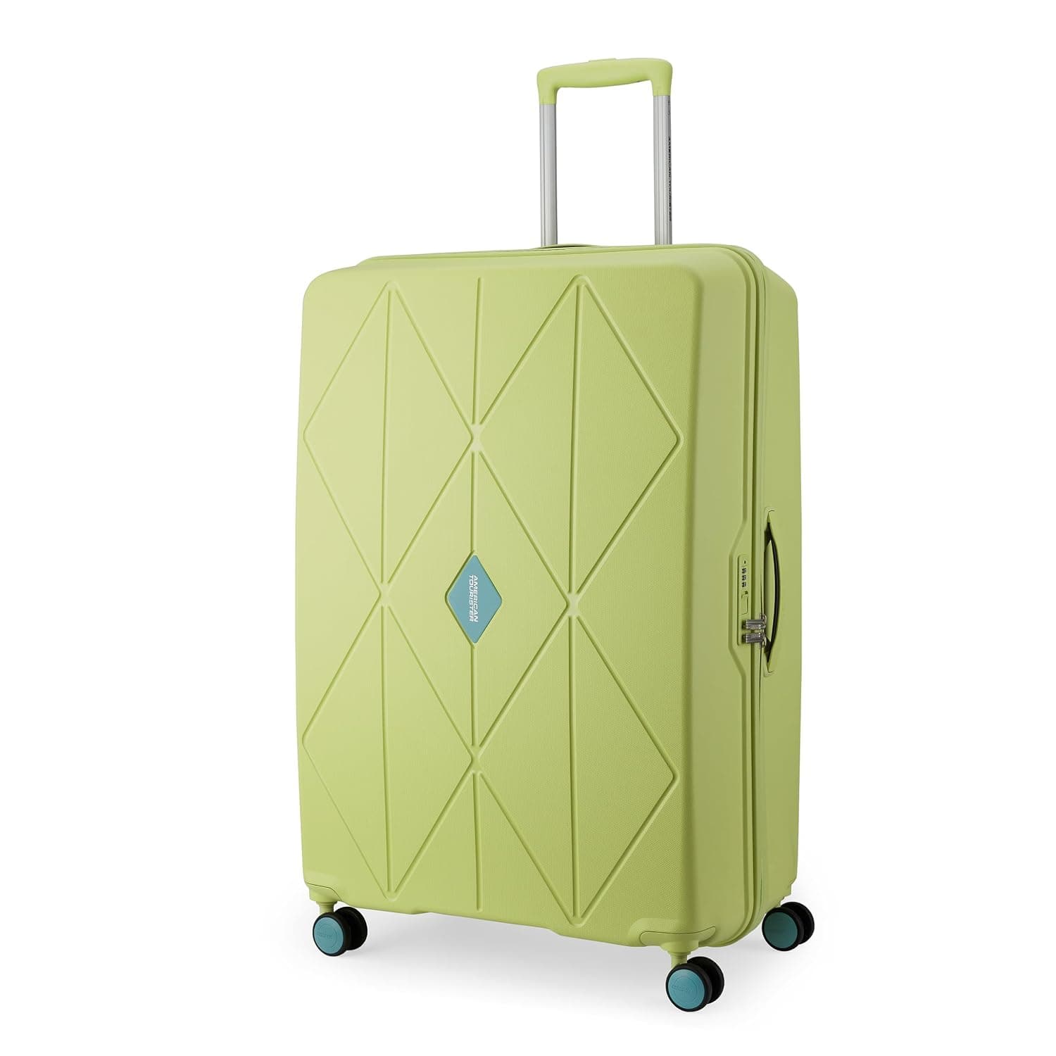 American Tourister Qubiz | Check-in Trolley Bag (80 cm) | 360° 8 Wheel Travel Luggage | Hard Case Polypropylene Suitcase | Recessed Combination Lock - Lime/Turquoise / Checkin | 80 cm | Large
