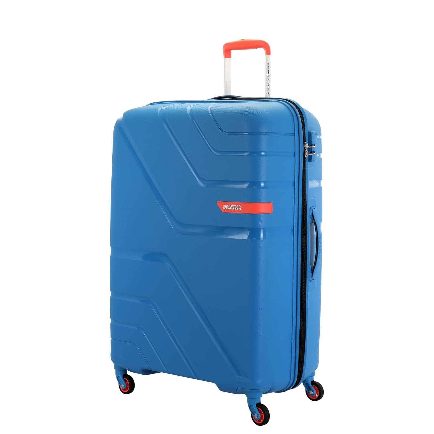 American Tourister Qubiz | Check-in Trolley Bag (80 cm) | 360° 8 Wheel Travel Luggage | Hard Case Polypropylene Suitcase | Recessed Combination Lock - MED.BLU / Checkin | 79 cm | Large