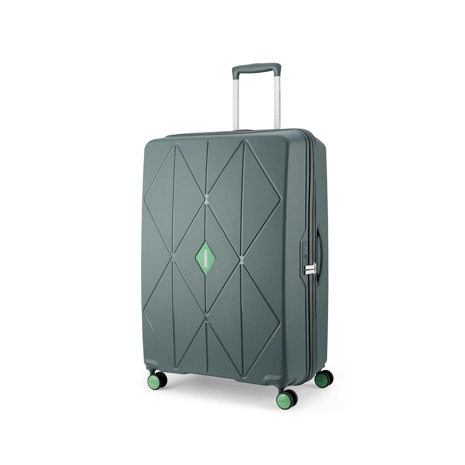 American Tourister Qubiz | Check-in Trolley Bag (80 cm) | 360° 8 Wheel Travel Luggage | Hard Case Polypropylene Suitcase | Recessed Combination Lock - Olive/Green / Checkin | 68 cm | Medium