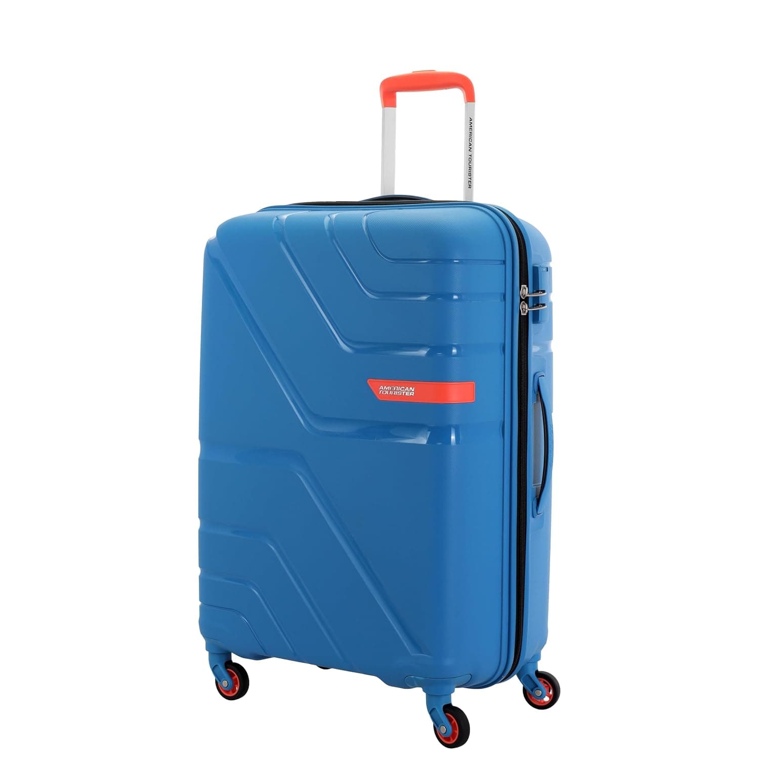 American Tourister Qubiz | Check-in Trolley Bag (80 cm) | 360° 8 Wheel Travel Luggage | Hard Case Polypropylene Suitcase | Recessed Combination Lock - MED.BLU / Checkin | 68 cm | Medium