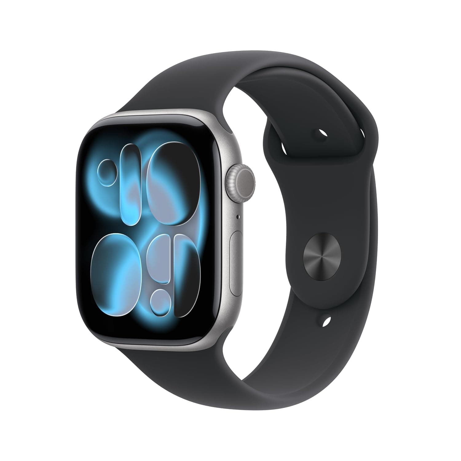 Apple Watch Series 11 GPS 46mm Jet Black Aluminium Case with Black Sport Band - S/M - Space Grey Aluminium/Black / 46mm / M/L - Band fits 160–210mm wrists.