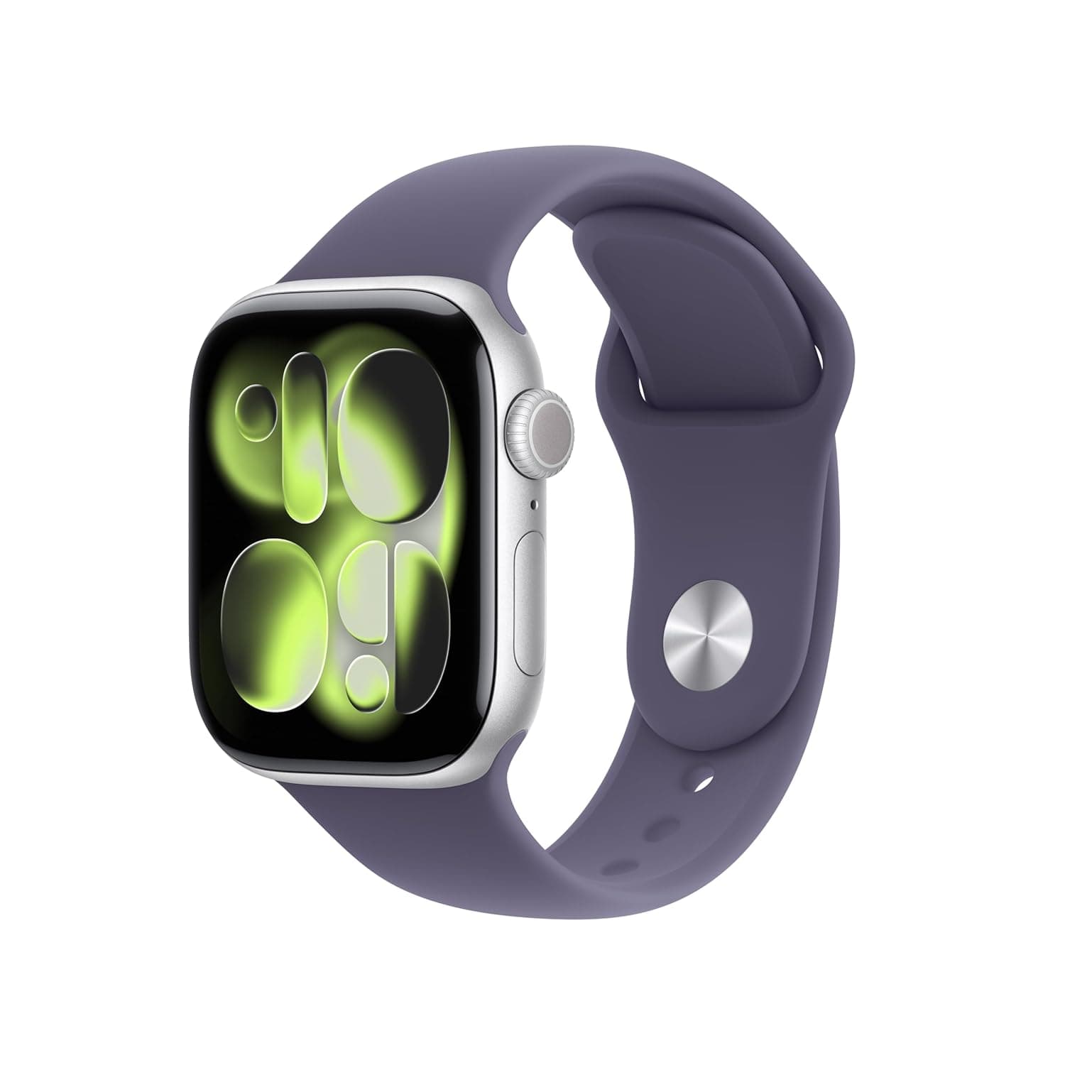 Apple Watch Series 11 GPS 46mm Jet Black Aluminium Case with Black Sport Band - S/M - Silver Aluminium/Purple Fog / 42mm / M/L - Band fits 160–210mm wrists.