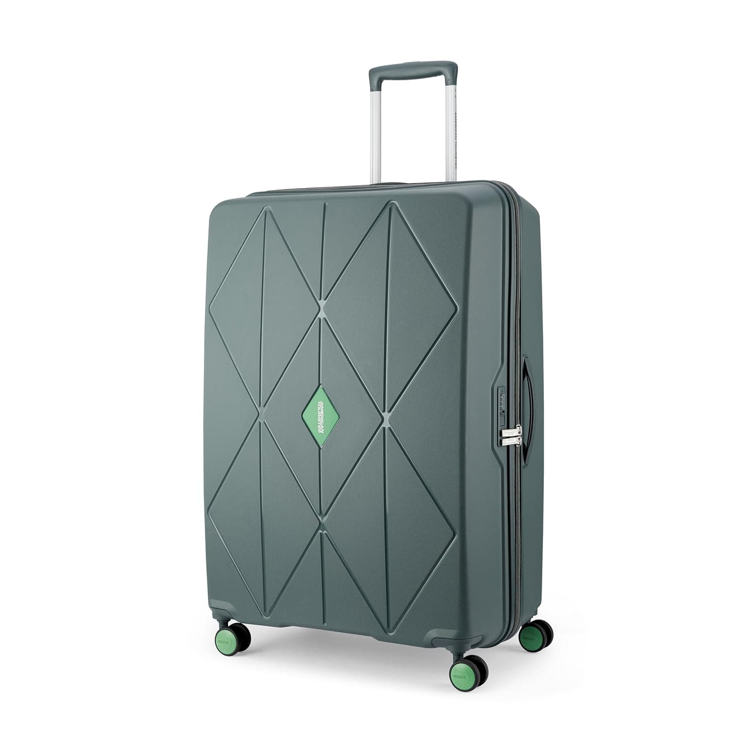American Tourister Qubiz | Check-in Trolley Bag (80 cm) | 360° 8 Wheel Travel Luggage | Hard Case Polypropylene Suitcase | Recessed Combination Lock - Olive/Green / Checkin | 80 cm | Large