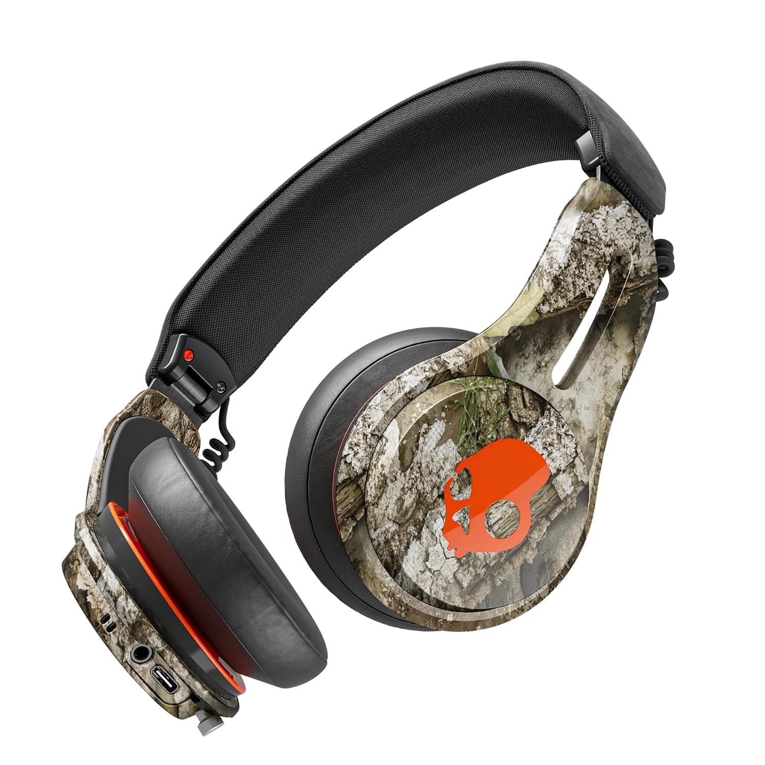 Skullcandy Icon ANC On-Ear Wireless Bluetooth Headphones - Active Noise Cancelling, 97.5dB 60Hr Battery + Rapid Charge, Mic, Adjustable Stay-Aware Mode - Realtree APX Black/Orange