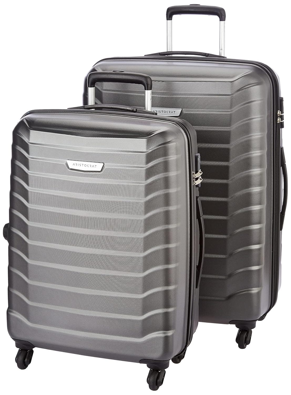 Aristocrat Comet Cabin Polycarbonate Hard Case 8-Wheel Trolley Bag, Green - Grey / Set of 2